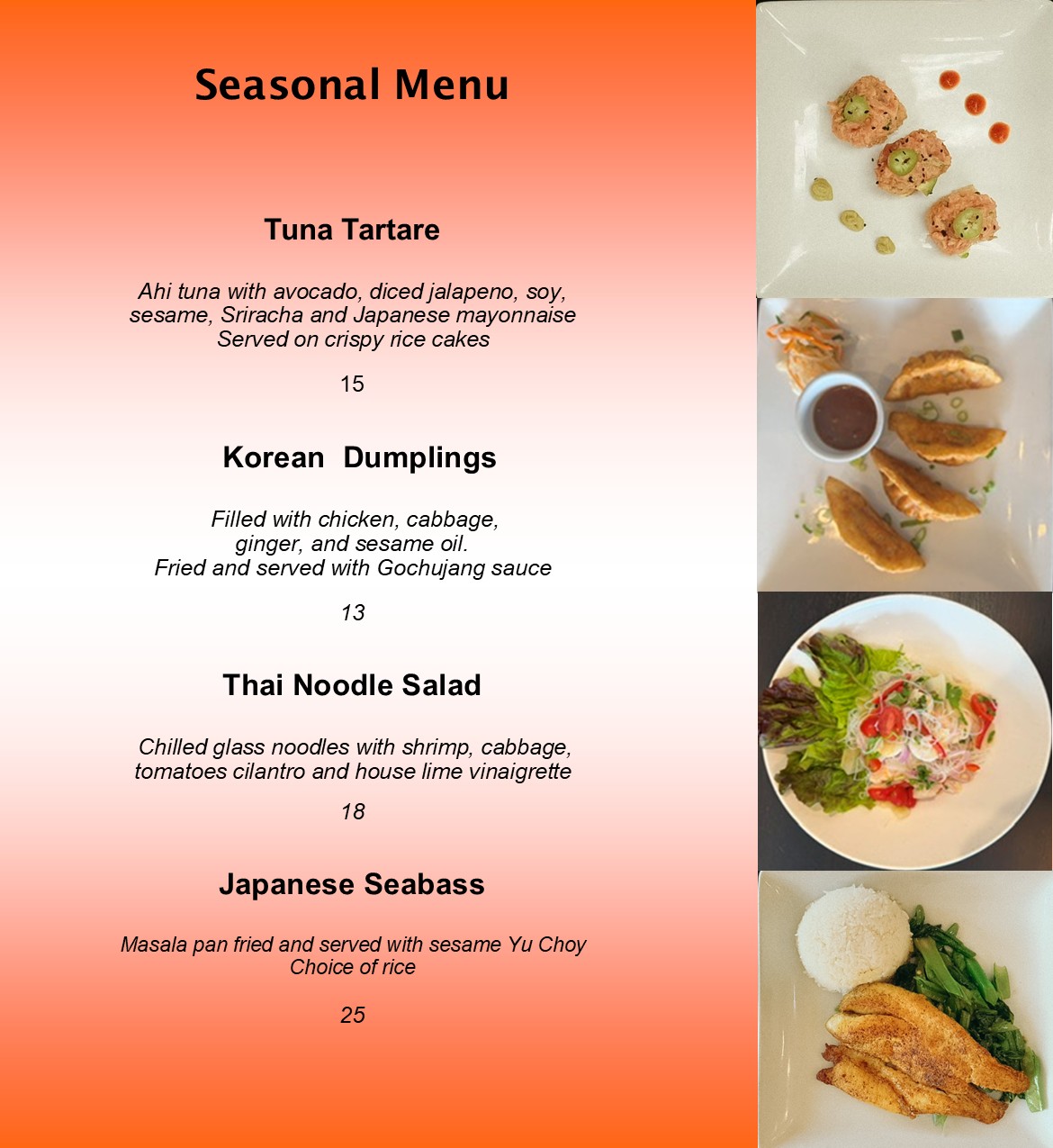 KEO Seasonal menu
